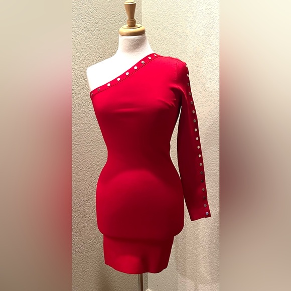 ALEXANDER WANG Snap Trimmed Asymmetrical Bodycon Long Sleeve Mini Dress M 8 $795 - Picture 5 of 11